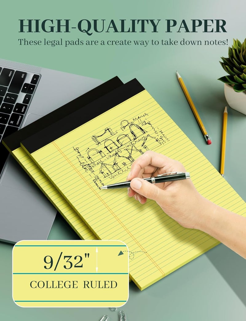 Aidunmis 10 Pack Yellow Legal Pads 8.5 x 11 College Ruled Note Pads Lined Writing Paper Pads Yellow Paper 8.5 x 11 Pads of Paper 30 Sheets per Writing Tablets Lined Legal Notepads for Home, Office - Image 5
